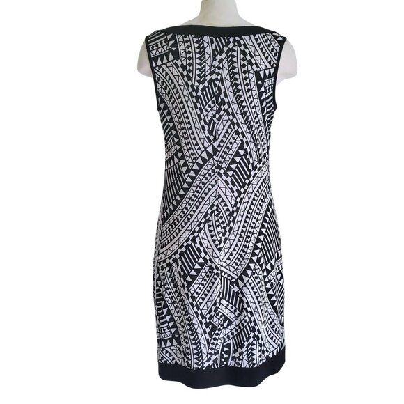 60s Mod Print Retro Nina Ricci Style Sleeveless Dress Black & White Shift Dress - Picture 4 of 16